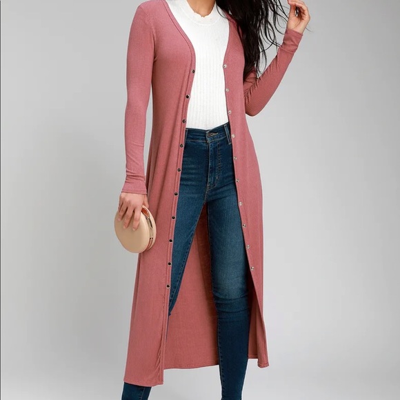 Lulus Sweaters - Lulus Middleton Rusty Rose Long Cardigan Sweater